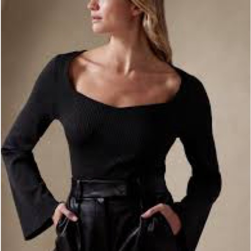 NEW Banana Republic lustro lurex top black metallic